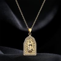 New European And American Virgin Mary Pendant Copper Real Gold-plated Zircon Necklace main image 5