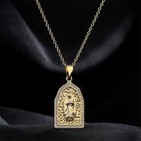 Nouveau Pendentif Vierge Marie Européenne Et Américaine En Cuivre Véritable Collier En Zircon Plaqué Or main image 5