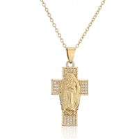 New European And American Virgin Mary Pendant Copper Real Gold-plated Zircon Necklace main image 6