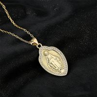 Copper Micro-inlaid Zircon Religious Jewelry Golden Virgin Mary Necklace Wholesale main image 4