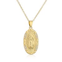 Bijoux Religieux En Cuivre Micro Incrusté De Zircons Collier Vierge Marie En Or En Gros main image 6