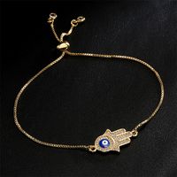 Mode Tropfen Öl Mikro-intarsien Zirkon Palm Dämon Auge Glück Gold Armband main image 2