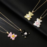 Simple Fashion Oily Bear Pendant Copper Plated Real Gold Necklace Wholesale main image 1