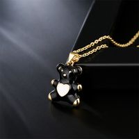 Simple Fashion Oily Bear Pendant Copper Plated Real Gold Necklace Wholesale main image 3