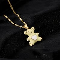 Simple Fashion Oily Bear Pendant Copper Plated Real Gold Necklace Wholesale main image 4