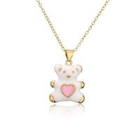 Simple Fashion Oily Bear Pendant Copper Plated Real Gold Necklace Wholesale main image 6