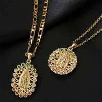 New Religious Jewelry Golden Virgin Mary Necklace Zircon Necklace Female Wholesale main image 1