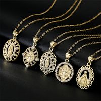 New Real Gold Electroplating Religious Series Pendant Copper Micro-inlaid Zircon Necklace main image 2