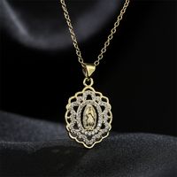 New Real Gold Electroplating Religious Series Pendant Copper Micro-inlaid Zircon Necklace main image 5