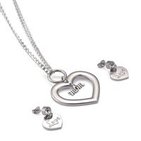 Fashion Titanium Steel Hollow Heart Earrings Necklace Set Wholesale main image 6