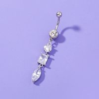 Geometric Shape Inlaid Zircon Copper Belly Button Ring Belly Button Nail main image 1