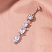 Geometric Shape Inlaid Zircon Copper Belly Button Ring Belly Button Nail main image 3