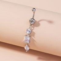 Geometric Shape Inlaid Zircon Copper Belly Button Ring Belly Button Nail main image 4