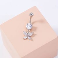 Retro Inlaid Zircon Butterfly Pendant Belly Button Nail Piercing Jewelry main image 1