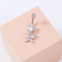 Retro Inlaid Zircon Butterfly Pendant Belly Button Nail Piercing Jewelry main image 2