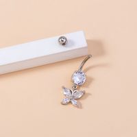 Retro Inlaid Zircon Butterfly Pendant Belly Button Nail Piercing Jewelry main image 4
