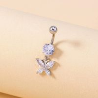 Retro Inlaid Zircon Butterfly Pendant Belly Button Nail Piercing Jewelry main image 6