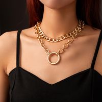 Personality Hip-hop Style Cuban Chain Simple Trend O-shaped Buckle Necklace main image 1