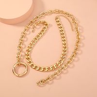 Personality Hip-hop Style Cuban Chain Simple Trend O-shaped Buckle Necklace main image 3