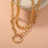 Personality Hip-hop Style Cuban Chain Simple Trend O-shaped Buckle Necklace main image 4