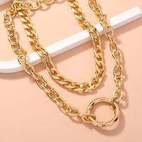 Personality Hip-hop Style Cuban Chain Simple Trend O-shaped Buckle Necklace main image 5