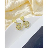 Korean Heart Stitching Shell Earrings Simple Diamond-studded Stainless Steel Earrings main image 3