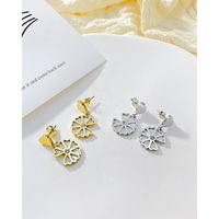 Korean Heart Stitching Shell Earrings Simple Diamond-studded Stainless Steel Earrings main image 4