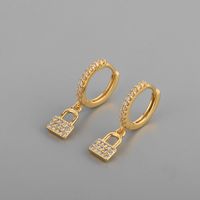 Korean Version Small Lock Copper Earrings main image 3