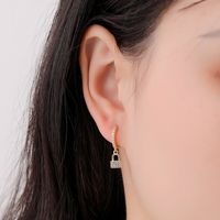 Korean Version Small Lock Copper Earrings main image 4