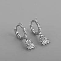 Korean Version Small Lock Copper Earrings main image 5