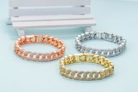 European And American Hip Hop Gold-plated Diamond-studded Cuban Bracelet Female main image 3