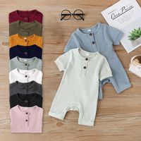 2021 New Multicolor Fashion Baby Solid Color Summer Short-sleeved Romper main image 1