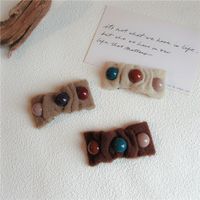 Autumn And Winter New Woolen Pearl Geometric Square Hairpin Wholesale main image 4