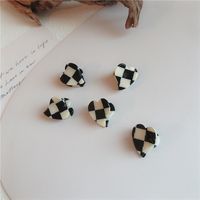 Korean Small Catch Clip Black And White Plaid Acrylic Hairpin main image 1