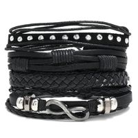 Personalisiertes Einfaches Handgewebtes Lederarmband Vierteiliges Anzug Herrenarmband main image 1