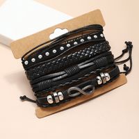 Pulsera De Cuero Personalizada Simple Tejida A Mano, Traje De Cuatro Piezas, Pulsera De Hombre main image 4