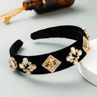 Bandeau De Perles De Velours Doré À La Mode Pour Femmes Incrusté D&#39;accessoires Pour Cheveux En Strass De Couleur main image 6