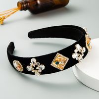 Bandeau De Perles De Velours Doré À La Mode Pour Femmes Incrusté D&#39;accessoires Pour Cheveux En Strass De Couleur main image 7