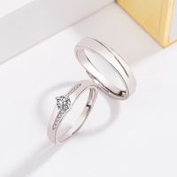 Korean Version Of Diamond-encrusted Zircon Copper Couple Rings main image 1