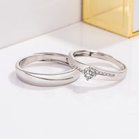 Korean Version Of Diamond-encrusted Zircon Copper Couple Rings main image 3