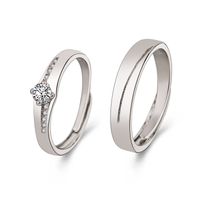 Korean Version Of Diamond-encrusted Zircon Copper Couple Rings main image 6