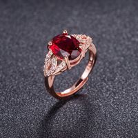 Rose Ruby Temperament Generous Diamond Copper Ring Jewelry main image 1