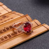 Rose Ruby Temperament Generous Diamond Copper Ring Jewelry main image 3