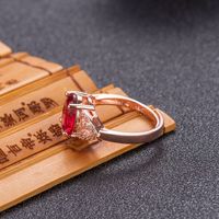 Rose Ruby Temperament Generous Diamond Copper Ring Jewelry main image 4