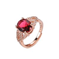 Rose Ruby Temperament Generous Diamond Copper Ring Jewelry main image 6
