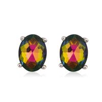 Simple Fashion Personalized Jewelry Oval Colorful Gemstone Stud Earrings main image 6