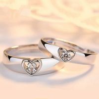 Korean Version Silver Plated Heart Copper Couple Ring main image 1