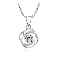 Four-leaf Clover Rotating Pendant Rose Flower Zircon Necklace Simple Fashion Jewelry main image 1