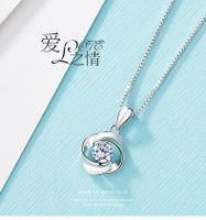 Four-leaf Clover Rotating Pendant Rose Flower Zircon Necklace Simple Fashion Jewelry main image 4