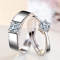 Korean Version Silver Plated Copper Couple Rings Wholesale main image 1